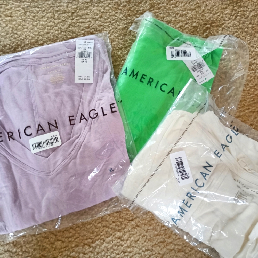 American Eagle Soft & Sexy V-Neck Shirts (Pack of 3)